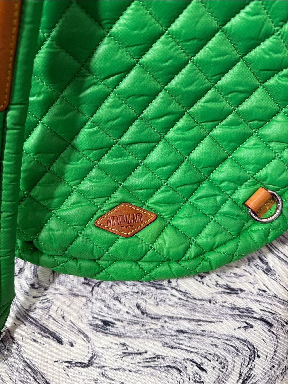 MZWallace Metro Racket Quilted Green Tennis Racket Backpack - Picture 6 of 9